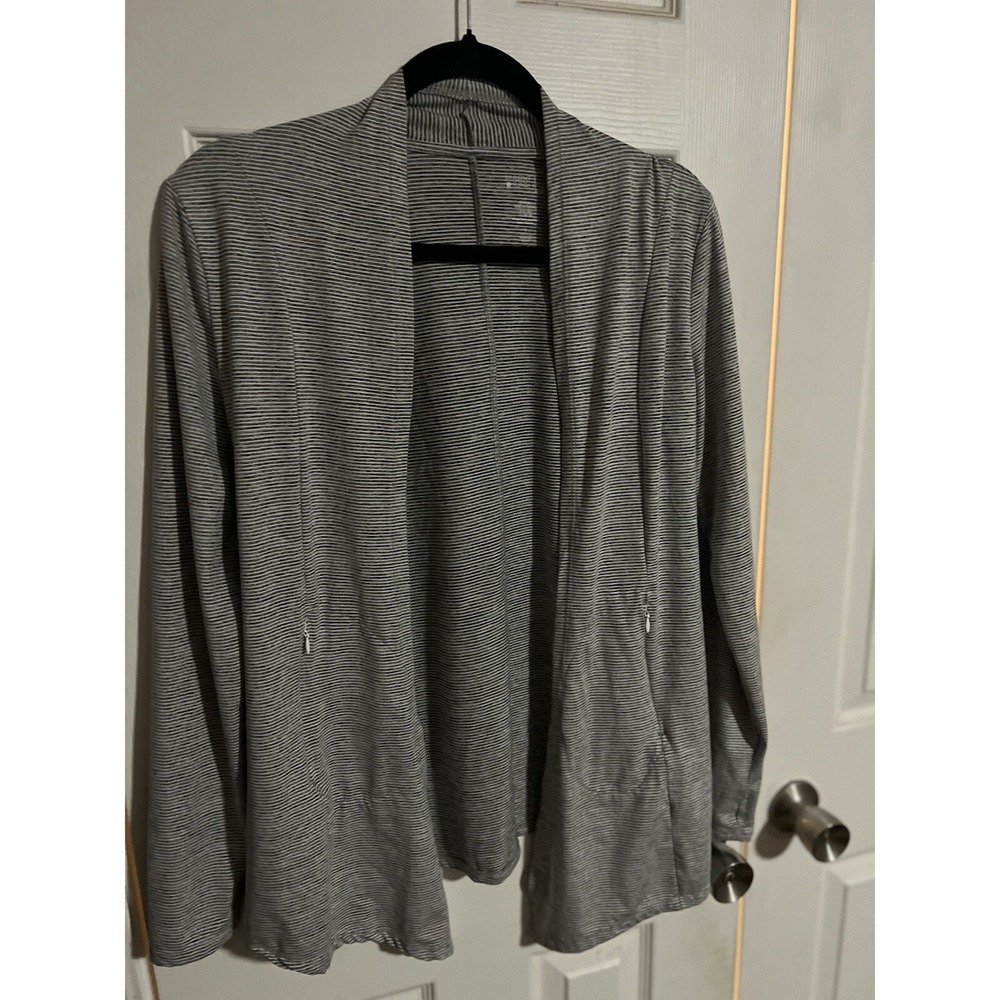 Market&Spruce Active Small L/S‎ Open Front Knit Cardigan Pockets Poly/Spx